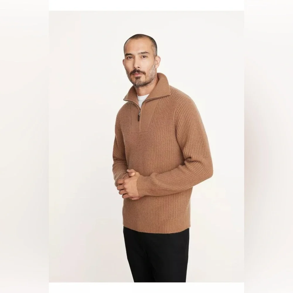 NWT $695 Vince Shaker Stitch Half-Zip Pullover Sweater